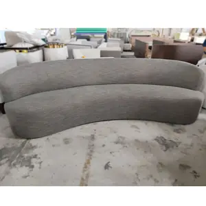 Nordic Modern Fabric Cover Solid Wood Base Curved Three Seater Lounge Sofa Home Bedroom Living Room Furniture