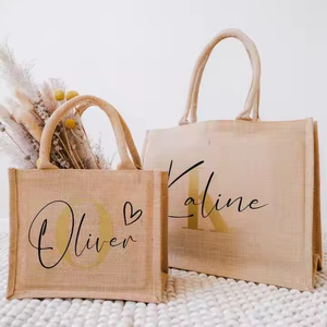 Bolso de mano de yute, asas de algodón beige, material de cáñamo de lino, bolso de fin de semana de playa reutilizable, bolsa de viaje para compras de comestibles para uso diario - Product Image 1