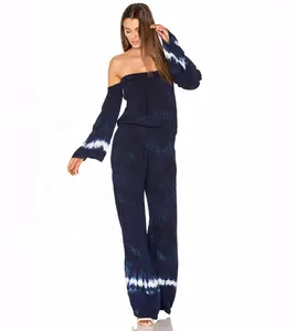 Bộ Sưu Tập Thiết Kế Của Jumpsuit Lệch Vai Giản Dị Cho Phụ Nữ Mặc Rayon Tie Dye Play Suit