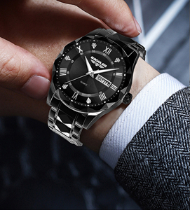 Montres pour hommes étanches et lumineuses de marque, bracelet en acier inoxydable, montre à quartz pour affaires - Product Image 4