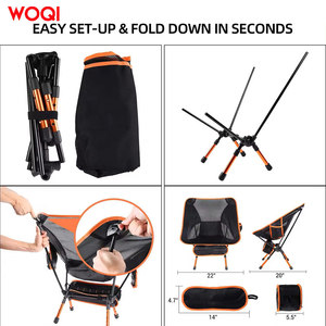 Chaise de camping pliable Woqi, structure en aluminium, tissu Oxford, légère, portable, pour extérieur et jardin, noire - Product Image 5