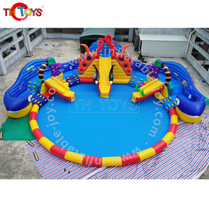 Parco Divertimenti Gonfiabile a Tema Oceano, Funcity con Scivolo a Forma di Balena e Delfino, <span class=keywords><strong>Piscina</strong></span> da 15m di Diametro Ideale per la Stagione Estiva - Product Image 1