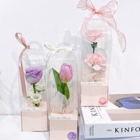 Caja de Papel Transparente para Flores Pequeñas, Estilo Simple, Caja de PVC para una Sola Rosa, Caja Portátil para Arreglos Florales, Caja de Regalo para Flores