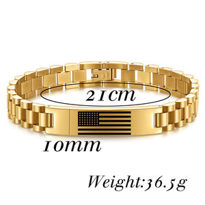 Wholesale Fine Bracelets & <b>Bangles</b> 316l Stainless Steel 14k 18k Pvd Gold Plated Hand Chain American Flag Bracelets for <b>Men</b> - Product Image 6