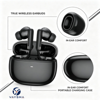Écouteurs sans fil TWS noirs, appels HD ENC, haut-parleur 13 mm, résistants à la transpiration, étanches, intra-auriculaires, portables