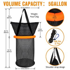 Promotion Dovesun <span class=keywords><strong>Panier</strong></span> de pêche flottant pliable en nylon enduit, filet de capture portable 5/10 Gallons pour écrevisses et poissons-nains - Product Image 3