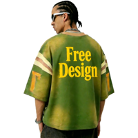 T-shirt Homme Luxe Streetwear Oversize Courte Coupe Carrée Coton Lourd avec Logo Personnalisé et Graphique Hip Hop Délavé Acide