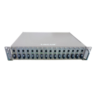 TiNCAM Châssis de montage en rack 2U en métal pour convertisseur de média fibre optique 19 pouces, 16 emplacements, double alimentation, port optique enfichable