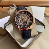 Turck Herren Sport Automatik-Mechanikuhr Lederarmband 22mm 44mm Zeiger-Zifferblatt Charmantes Edelstahlgehäuse 50m Wasserdicht