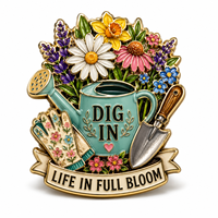 Pin de metal esmaltado con diseño personalizado enfocado en la comunidad para apoyo a negocios locales, eventos de clubes de jardinería, ecológico, seguro y duradero.