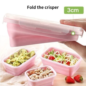 BPA Free Silicone <strong>Storage</strong> Boxes &amp; <strong>Bins</strong> Collapsible Food <strong>Storage</strong> Meal Prep Container with Microwave Safe <strong>Plastic</strong> Lid Lunch Box - Product Image 3