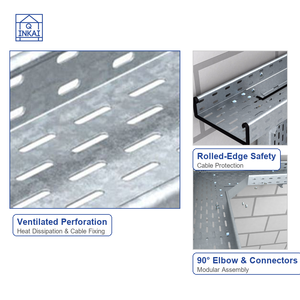 Cannelle de câblage ventilée et perforée avec surface pré-galvanisée, capacité de 16 pièces, charge de 200 kg pour les projets d'infrastructure moderne - Product Image 2