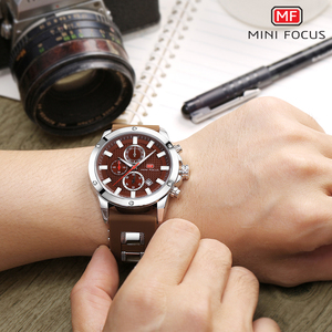 MINI FOCUS Vente directe d'usine Nouveauté Prêt à l'emploi Logo personnalisé Chronographe Prix bas Montre à quartz pour hommes Bracelet en silicone MF0089G - Product Image 1