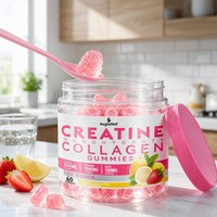 Gummies de créatine monohydrate et collagène OEM AegleWell pour femmes, 60 unités, 5000 mg de créatine, 1000 mg de collagène, BCAA, Conforme à la norme Prop65