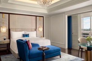 Juego de muebles de dormitorio de Hotel St. Regis Yakarta, habitación de invitados de lujo moderna, cama tamaño King, balcón, muebles de sala de estar para villas - Product Image 4