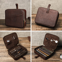 Boîte de rangement vintage en cuir Crazy Horse pour bracelets de montre, étui de voyage personnalisé pour organiser et présenter les bracelets de montre, avec espace pour outils.