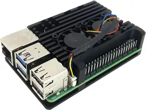 حافظة بمظلة من سبائك الألومنيوم RPI5 مبرد Pi 5 مبرد سلبي حافظة بمبرد لـ Raspberry Pi 5 4 جيجا بايت/8 جيجا بايت مع مروحة تبريد هيكل كهف