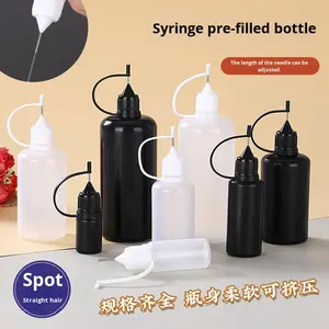 Bouteille en plastique PE noire opaque avec orifice pour <span class=keywords><strong>aiguille</strong></span>, bouchon à vis à bord d'étanchéité <span class=keywords><strong>sans</strong></span> lavage, pour colle et coulis - Product Image 3