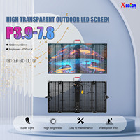 Уличный прозрачный светодиодный экран P3.9-7.8, IP65, водонепроницаемый, 4000 кд, легкий, 1000x500 мм, для стеклянных фасадов зданий