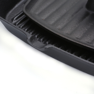 Cast Iron Professional Barbeque Steak <strong>Grill</strong> <strong>Pan</strong> with Bacon Press - Product Image 4