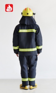 Wholesale Professional Fire Resistant Waterproof <strong>Firefighter</strong> <strong>Costume</strong> Fireman Uniform Set with Helmet-Protective Safety Gear - Product Image 3