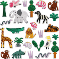 Patch brodé en tissu Forêt Fantastique, Patch animaux de dessin animé, Patch Tigre Crocodile, Patch Oies, Badge brodé par ordinateur