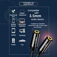 Câble audio personnalisé OEM 3,5 mm TRRS femelle vers 3,5 mm TRS femelle, adaptateur de connecteur AUX, gaine en PVC pour utilisation avec caméra de voiture