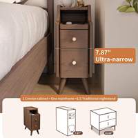Mini table de chevet créative pour chambre à coucher, table de chevet ultra-fine et compacte en bois massif pour appartement, petite chambre