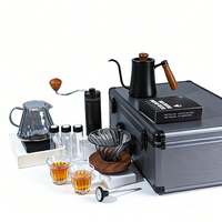 Kit de café tout-en-un Kingze pour barista, moderne, pour les voyages, le camping en plein air, cafetière portable à remplir soi-même, coffret cadeau avec étui en aluminium