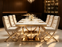 Ensemble de salle à manger de luxe moderne en céramique pour 6 personnes, idéal pour restaurants et hôtels, vente en gros B2B