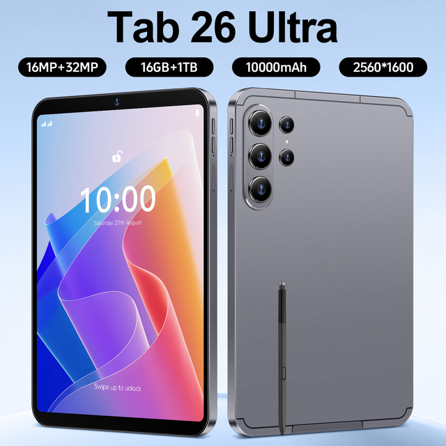 YPORANGE Factory Wholesale Tab 26 Ultra 10.1 Inch 5G Wi-Fi Tablet 16GB+1TB Android 15 MTK 10000mAh Metal