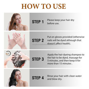 Champú de Coloración Capilar Permanente a Base de Hierbas, <span class=keywords><strong>Sin</strong></span> Amoníaco, de Color Negro Rápido, con Aceite, <span class=keywords><strong>Cubre</strong></span> las <span class=keywords><strong>Canas</strong></span>, MSDS 200ml - Product Image 5