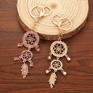 Llavero <span class=keywords><strong>Atrapasueños</strong></span> Boho de Nicho Más Vendido con Hoja de Cristal y Diamantes de Imitación, Broche Dorado para Bolso, para Damas, Llave de Coche, Regalo Festivo - Product Image 2