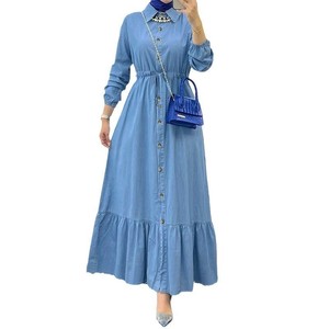 <span class=keywords><strong>Vestido</strong></span> tipo cárdigan largo informal para mujer, antiestático, de color sólido, suéter de <span class=keywords><strong>lana</strong></span>, moderno y elegante, estilo denim - Product Image 4