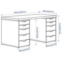 Bureau d'ordinateur moderne REMA en bois blanc avec 10 tiroirs, grande table de rangement pour la maison, le bureau et le salon de manucure