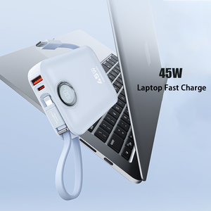 Banco de Energía de Carga Rápida PD45W de Alta Capacidad 10000mAh con Cable, Logotipo Personalizado, Venta al Por Mayor de Fábrica - Product Image 5