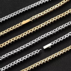 Conjunto de Joyería de Lujo Personalizado: Collar y Pulsera de Cadena de Tenis de Acero Inoxidable con Circonitas de 4mm para Hombre y Mujer - Product Image 3