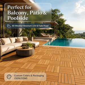 Dalles de sol carrées en WPC étanches et antidérapantes à connexion stable pour balcon extérieur, salle de bain, cuisine, jardin ou entrepôt - Product Image 3