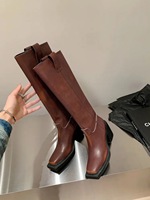 Bottes longues de style vintage pour femmes Collection de bottes longues de créateur de luxe Bottes longues en cuir véritable respirant pour l'été