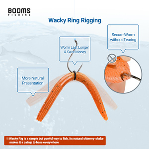 Kit de Herramientas para Pesca Wacky Rig Resistente al Agua Salada, Cordón Enrollado, 100 Anillos de Goma para Pesca, Gusanos de 5.55 Pulgadas para Pesca de Bagre - Product Image 6