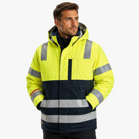 Vestes de travail d'hiver haute visibilité pour l'extérieur avec capuche et logo personnalisé réfléchissant, uniformes de travail pour hommes