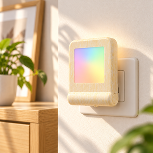 Nouvelle veilleuse LED à brancher, design coloré, capteur de lumière, grain de bois, ABS PS, 0,5W, économie d'énergie, pour chambre et couloir - Product Image 1