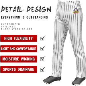 2025 <b>Men's</b> Open Bottom <b>Pinstripe</b> Elastic Baseball Pants Loose-Fit Full Length with Custom Logo Softball Wear KXK 1.34 Lbs - Product Image 3