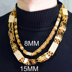 Suxuan joias colar cubano quadrado, conjunto de joias colar para homens e mulheres hip-hop cor dourada zircônia moda <span class=keywords><strong>rock</strong></span> presente - Product Image 2
