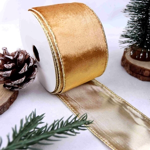 Ruban en velours gros-grain floqué polyester bleu marine pour décorations de Noël DIY faites à la main, idéal pour couronnes et arbres de Noël - Product Image 4