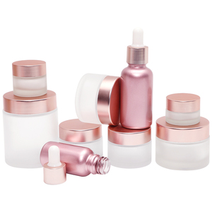 Logo Kustom Kemasan Produk Botol dan Guci Rambut Botol Kaca Kosmetik Krim 50Ml 100Ml Warna Pink Buram