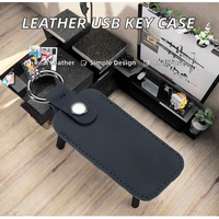 Estuche de Cuero Genuino para Accesorios Digitales, Funda Protectora para Memoria USB, Llavero, Organizador de Discos U, Bolsa
