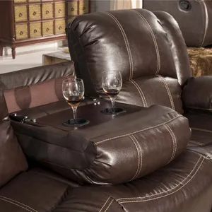 2024棕色皮革旋转摇杆客厅躺椅沙发套装出售