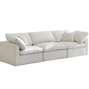 Hiện Đại 3 Chỗ Ngồi Trắng Vải Đám Mây Sofa Đặt Bọc Góc Ghế Bọt Biển Cho Phòng Khách Biệt Thự Đồ Nội Thất Gỗ Hộp Nén - Product Image 6