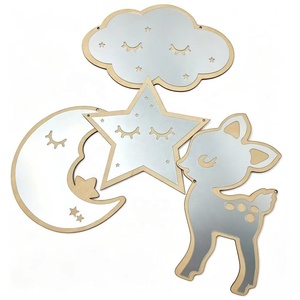 Wholesale Eco-Friendly Lightweight Cute Wooden Framed Acrylic Hanging Mirror Customized Shape Kids <b>Wall</b> <b>Decor</b> <b>Nursery</b> Home <b>Decor</b> - Product Image 1